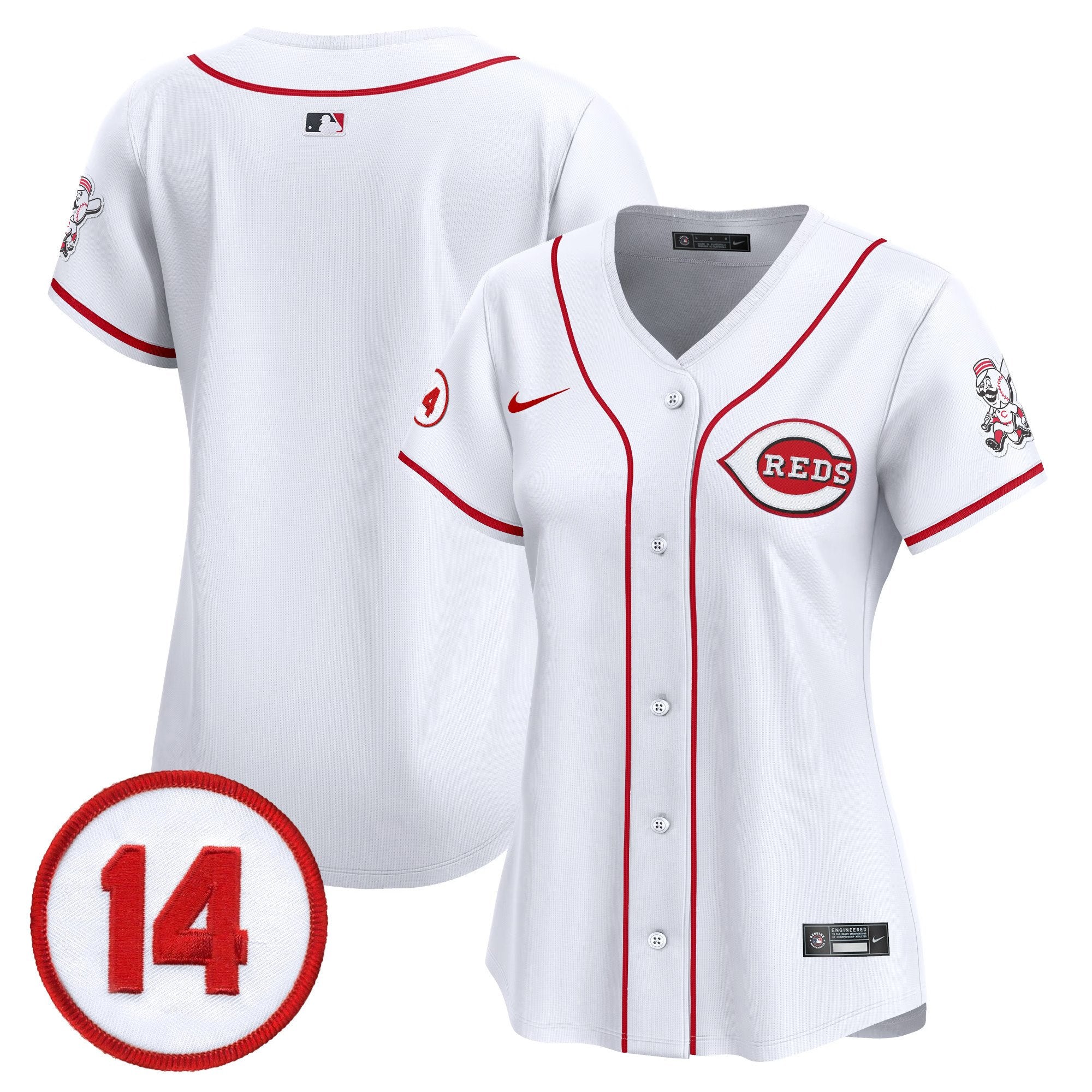 Women's Cincinnati Reds Pete Rose Patch Vapor Premier Limited Jersey - All Stitched - White, Team