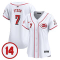 Women's Cincinnati Reds Pete Rose Patch Vapor Premier Limited Jersey - All Stitched - White, Spencer Steer