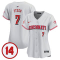 Women's Cincinnati Reds Pete Rose Patch Vapor Premier Limited Jersey - All Stitched - Gray, Spencer Steer