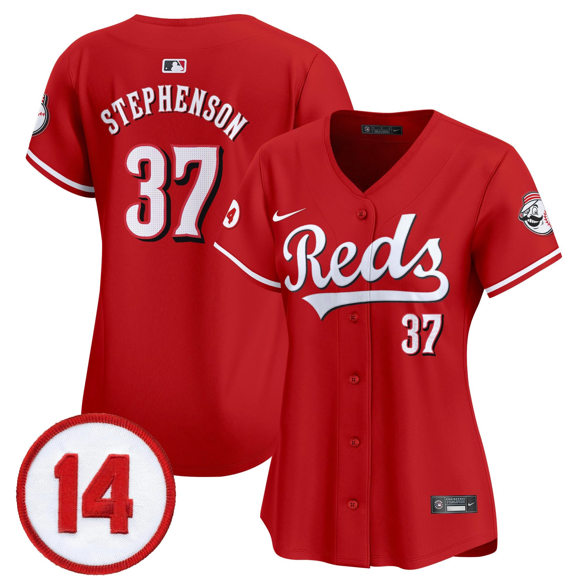 Women's Cincinnati Reds Pete Rose Patch Vapor Premier Limited Jersey - All Stitched - Red, Tyler Stephenson