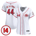 Women's Cincinnati Reds Pete Rose Patch Vapor Premier Limited Jersey - All Stitched - White, Elly De La Cruz