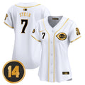 Women's Cincinnati Reds Pete Rose Patch Vapor Premier Limited Jersey - All Stitched - White Gold, Spencer Steer