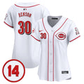 Women's Cincinnati Reds Pete Rose Patch Vapor Premier Limited Jersey - All Stitched - White, Will Benson