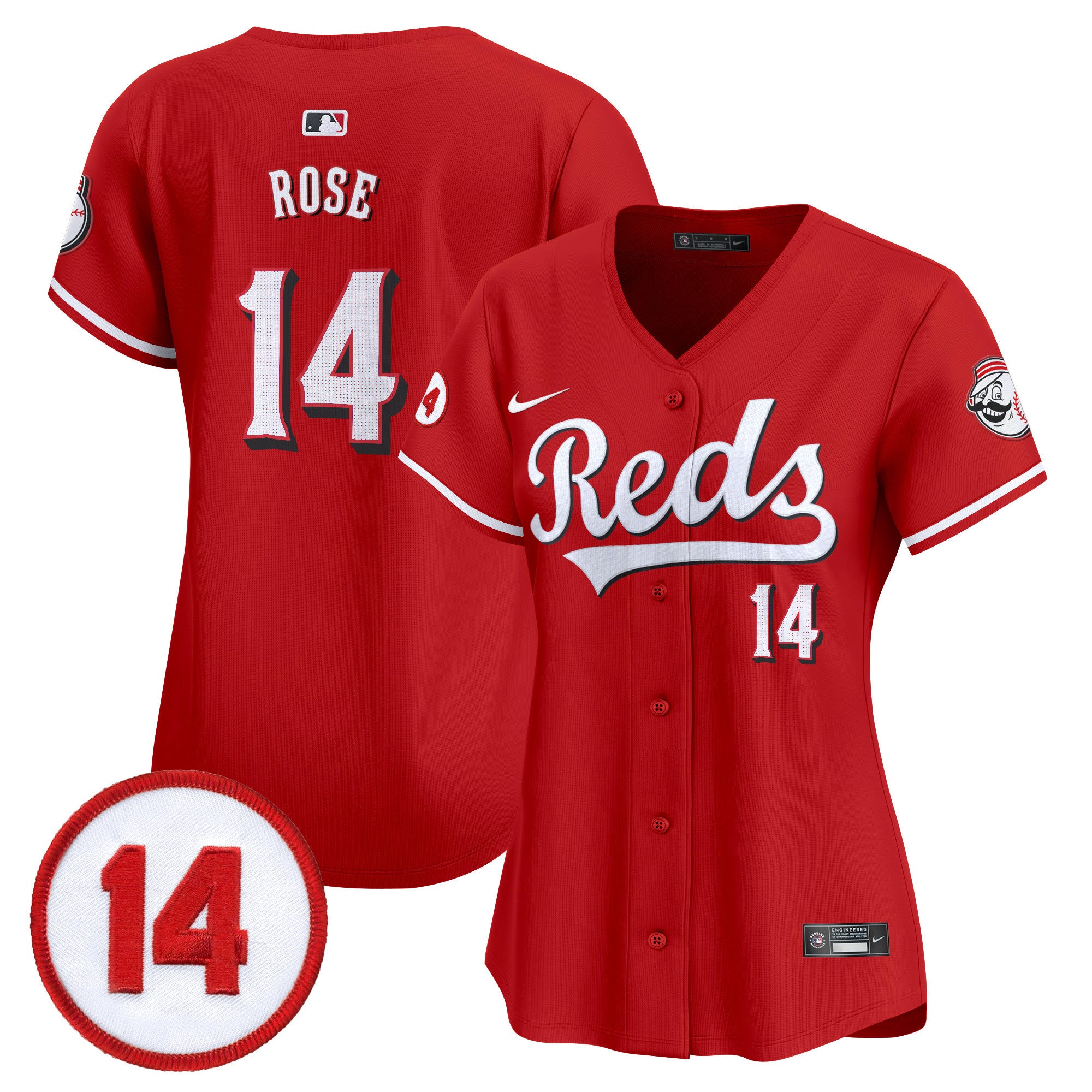 Women's Cincinnati Reds Pete Rose Patch Vapor Premier Limited Jersey - All Stitched - Red, Pete Rose