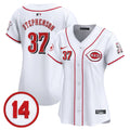 Women's Cincinnati Reds Pete Rose Patch Vapor Premier Limited Jersey - All Stitched - White, Tyler Stephenson