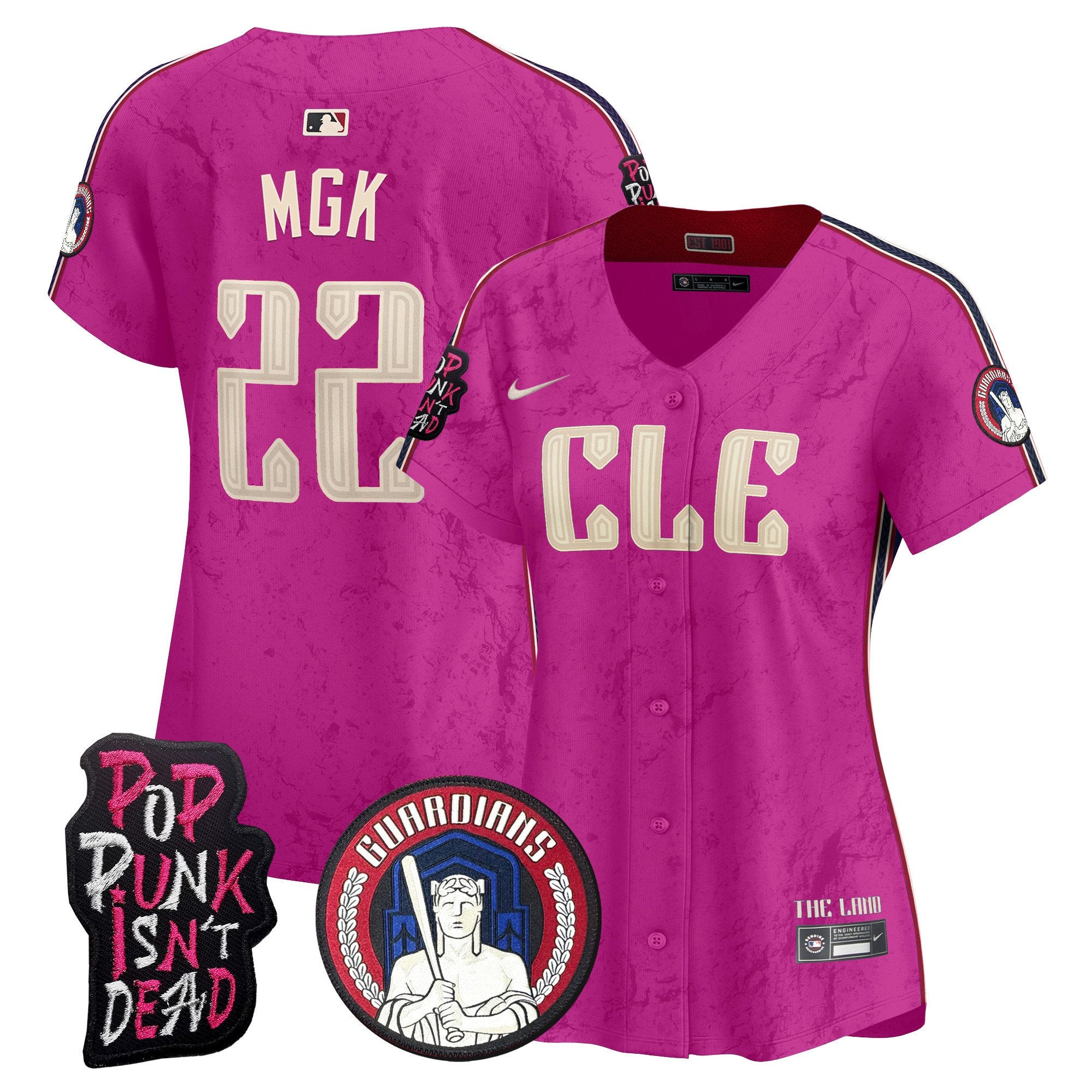 Women's Cleveland Guardians MGK Vapor Premier Limited Jersey - All Stitched - Pink, MGK