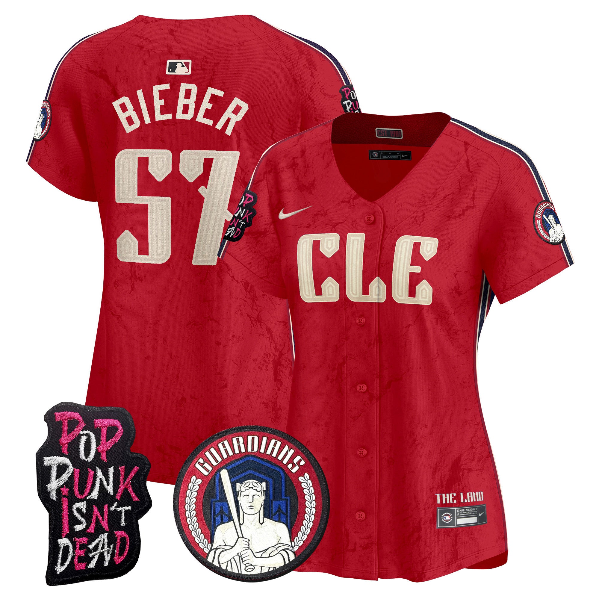 Women's Cleveland Guardians MGK Vapor Premier Limited Jersey - All Stitched - Red, Shane Bieber