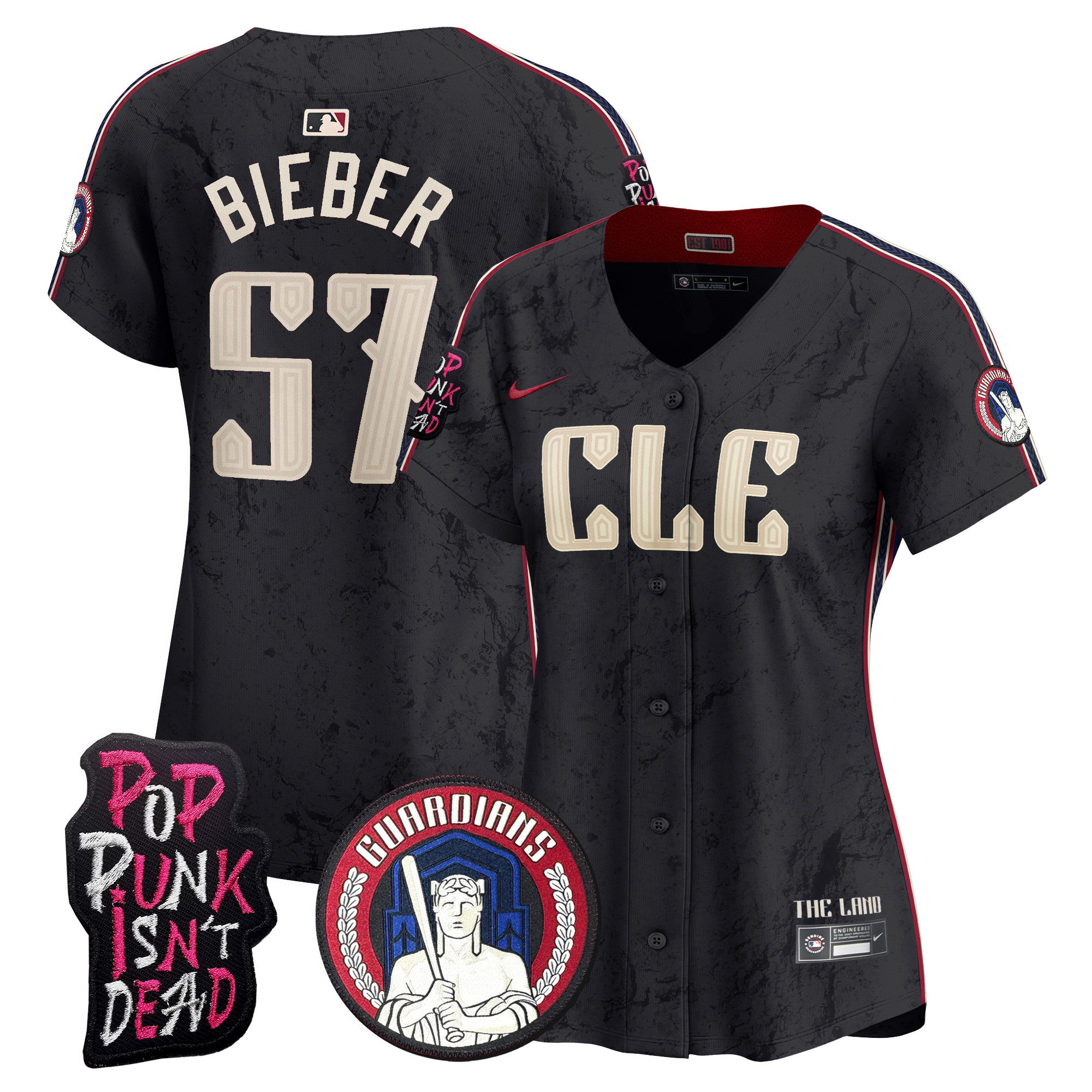 Women's Cleveland Guardians MGK Vapor Premier Limited Jersey - All Stitched - Black, Shane Bieber