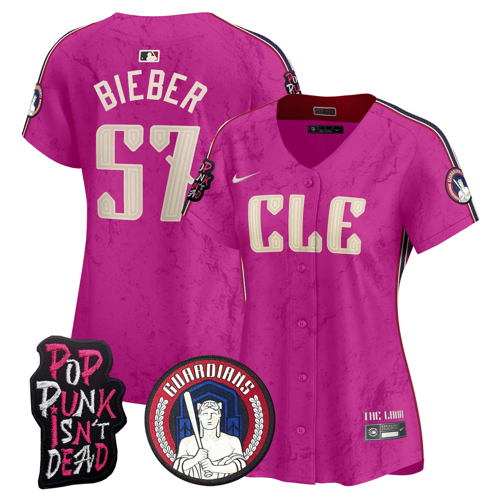 Women's Cleveland Guardians MGK Vapor Premier Limited Jersey - All Stitched - Pink, Shane Bieber