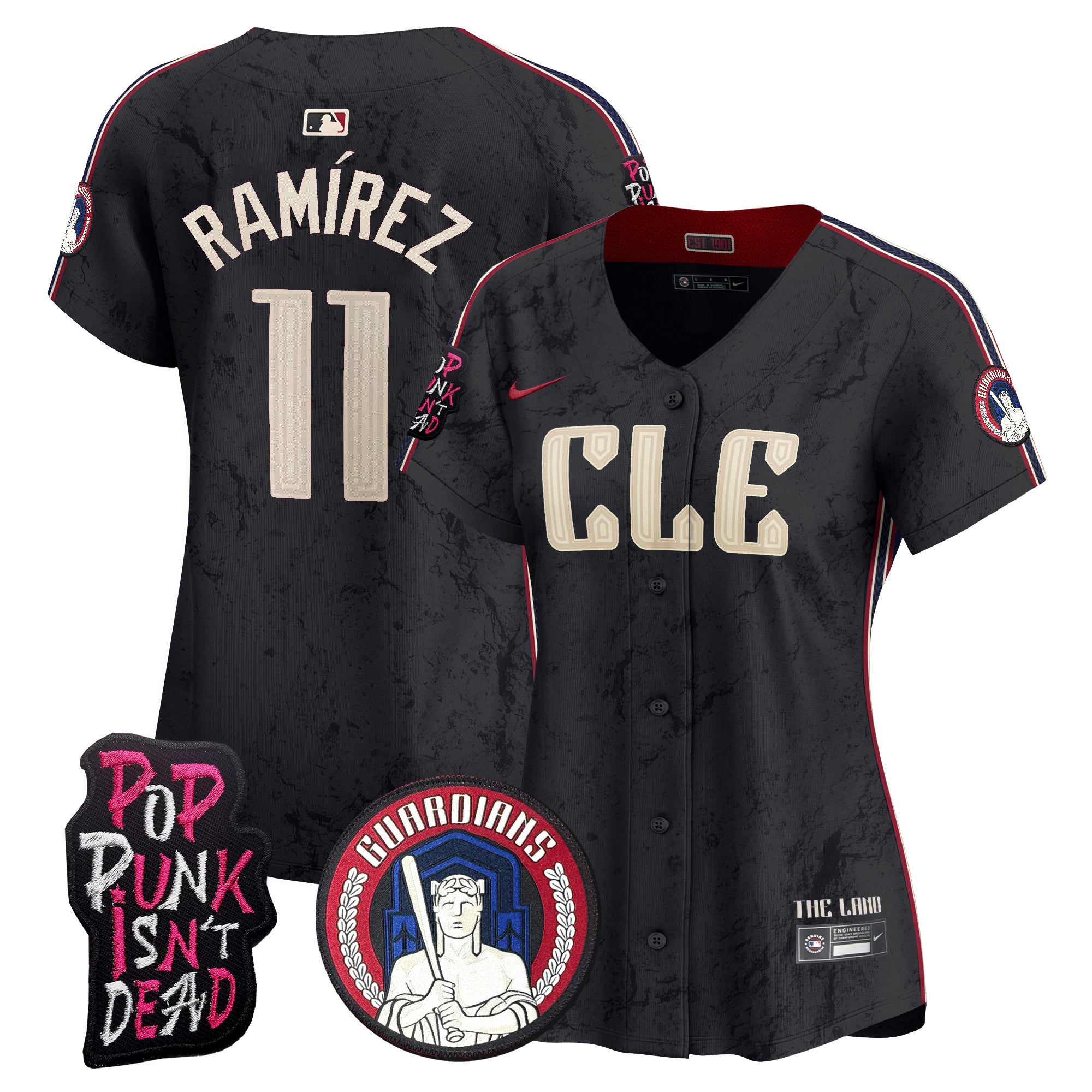 Women's Cleveland Guardians MGK Vapor Premier Limited Jersey - All Stitched - Black, José Ramírez