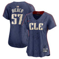 Women's Cleveland Guardians Navy 2024 City Connect Vapor Premier Limited Jersey - All Stitched - Women, Shane Bieber