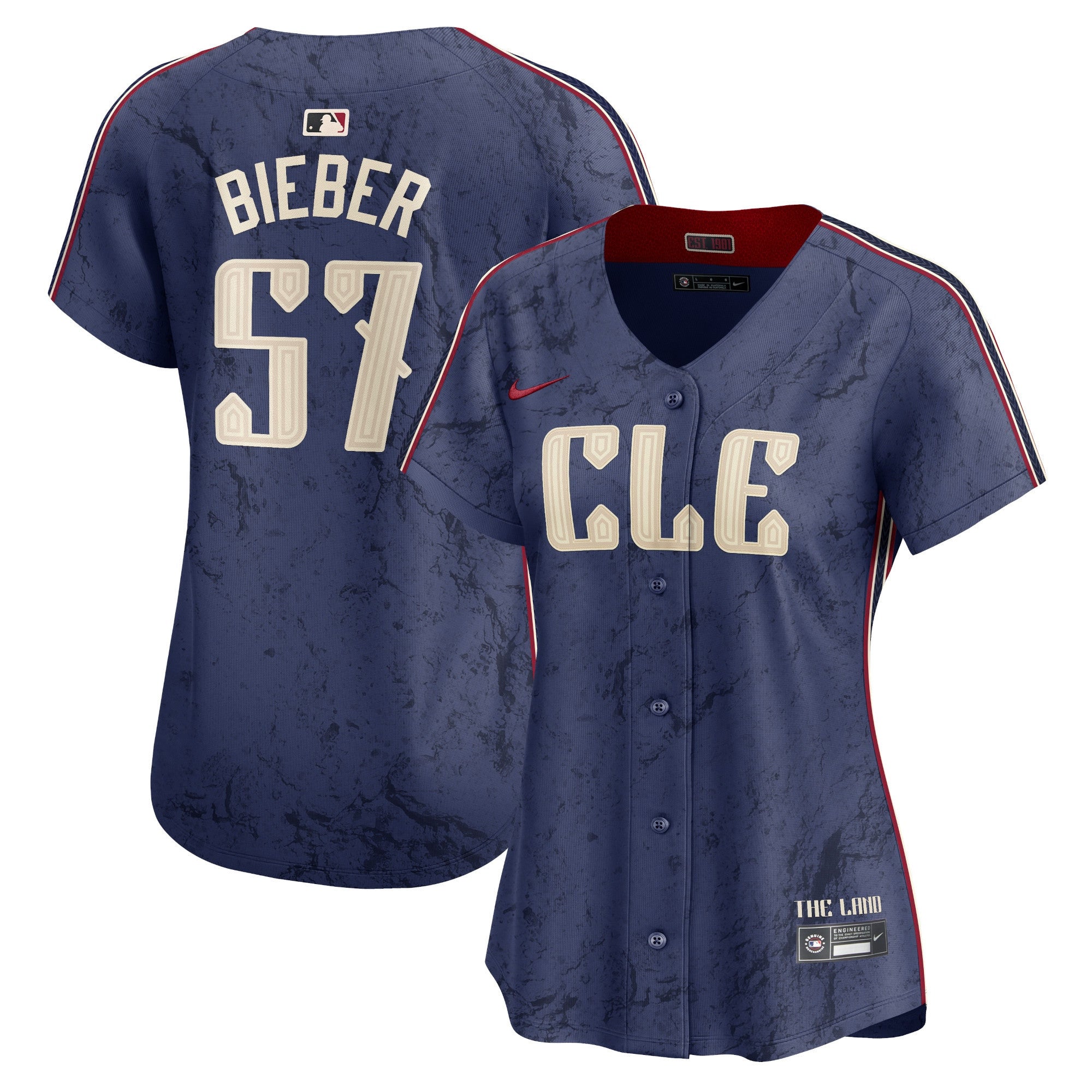 Women's Cleveland Guardians Navy 2024 City Connect Vapor Premier Limited Jersey - All Stitched - Women, Shane Bieber