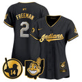 Women's Cleveland Indians Larry Doby Patch Vapor Premier Limited Jersey - All Stitched - Black Gold, Tyler Freeman