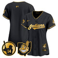 Women's Cleveland Indians Larry Doby Patch Vapor Premier Limited Jersey - All Stitched - Black Gold, Team