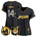 Women's Cleveland Indians Larry Doby Patch Vapor Premier Limited Jersey - All Stitched - Black Gold, Larry Doby
