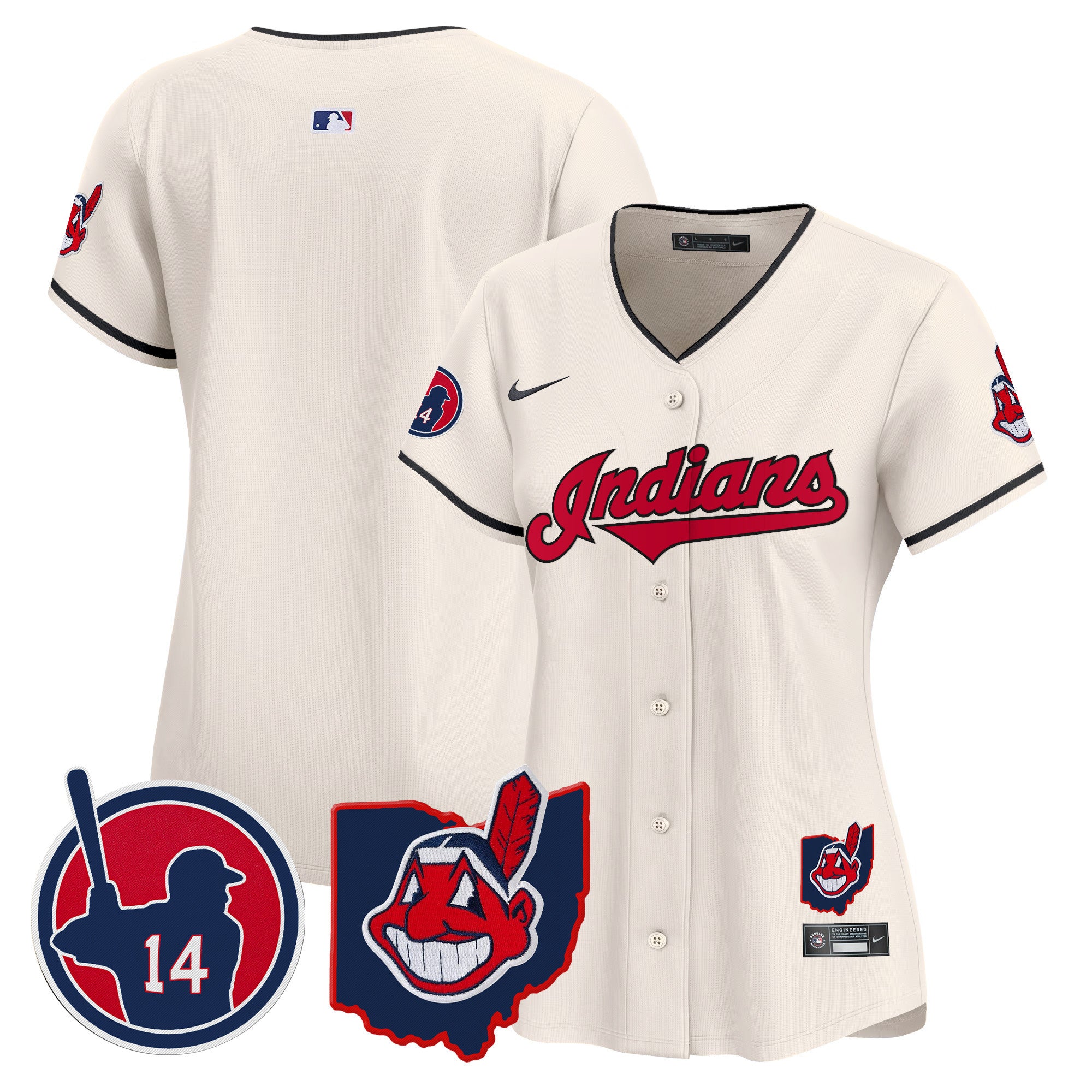 Women's Cleveland Indians Larry Doby Patch Vapor Premier Limited Jersey - All Stitched - Cream, Team