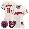 Women's Cleveland Indians Larry Doby Patch Vapor Premier Limited Jersey - All Stitched - Cream, José Ramírez