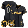 Women's Cleveland Indians Larry Doby Patch Vapor Premier Limited Jersey - All Stitched - Black Gold, Andres Gimenez
