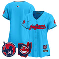 Women's Cleveland Indians Larry Doby Patch Vapor Premier Limited Jersey - All Stitched - Light Blue, Team
