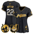 Women's Cleveland Indians Larry Doby Patch Vapor Premier Limited Jersey - All Stitched - Black Gold, Josh Naylor