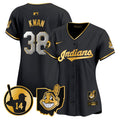Women's Cleveland Indians Larry Doby Patch Vapor Premier Limited Jersey - All Stitched - Black Gold, Steven Kwan