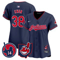 Women's Cleveland Indians Larry Doby Patch Vapor Premier Limited Jersey - All Stitched - Navy, Steven Kwan