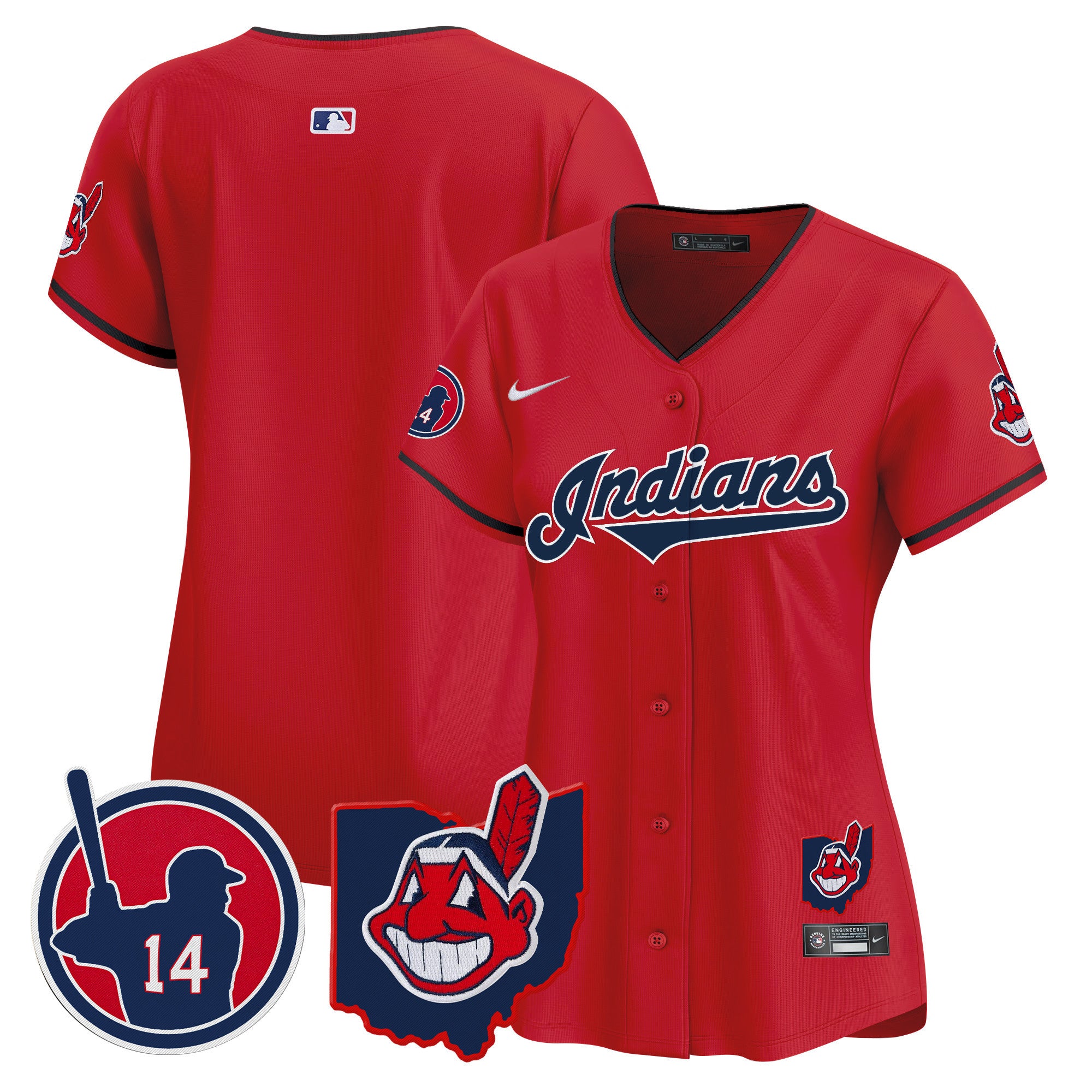 Women's Cleveland Indians Larry Doby Patch Vapor Premier Limited Jersey - All Stitched - Red, Team