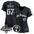 Women's Dodgers 2025 LA Gothic Style Vapor Premier Limited Jersey - All Stitched - Black, Vin Scully