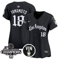 Women's Dodgers 2025 LA Gothic Style Vapor Premier Limited Jersey - All Stitched - Black, Yamamoto