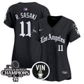 Women's Dodgers 2025 LA Gothic Style Vapor Premier Limited Jersey - All Stitched - Black, Roki Sasaki