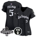 Women's Dodgers 2025 LA Gothic Style Vapor Premier Limited Jersey - All Stitched - Black, Freddie Freeman