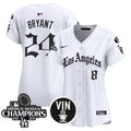 Women's Dodgers 2025 LA Gothic Style Vapor Premier Limited Jersey - All Stitched - White, Kobe Bryant