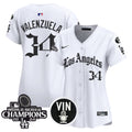 Women's Dodgers 2025 LA Gothic Style Vapor Premier Limited Jersey - All Stitched - White, Fernando Valenzuela