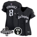 Women's Dodgers 2025 LA Gothic Style Vapor Premier Limited Jersey - All Stitched - Black, Kike Hernandez