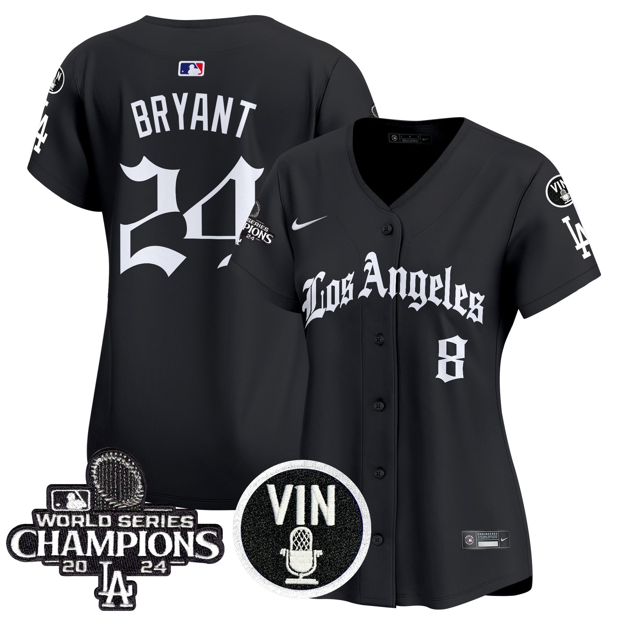 Women's Dodgers 2025 LA Gothic Style Vapor Premier Limited Jersey - All Stitched - Black, Kobe Bryant