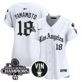 Women's Dodgers 2025 LA Gothic Style Vapor Premier Limited Jersey - All Stitched - White, Yamamoto