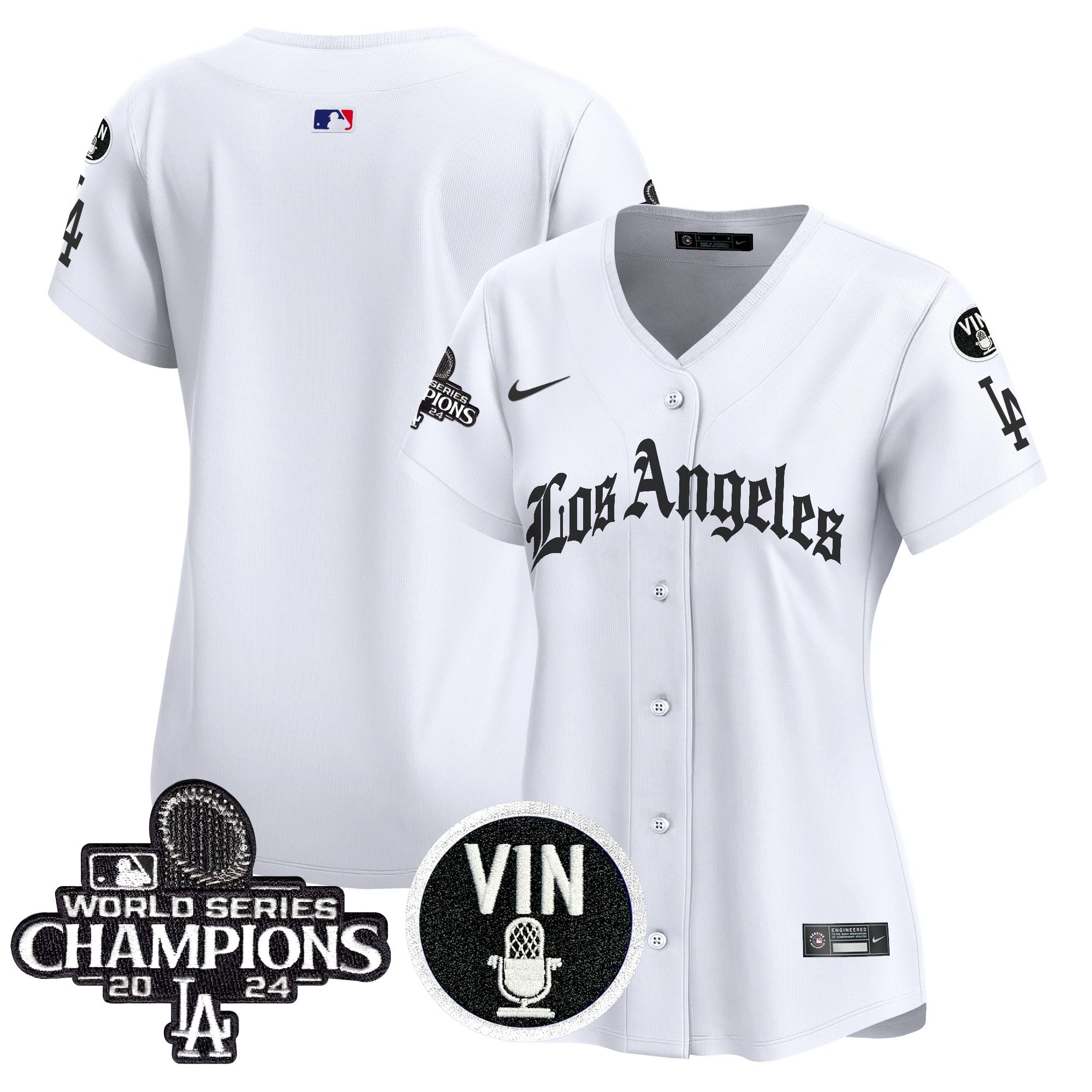 Women's Dodgers 2025 LA Gothic Style Vapor Premier Limited Jersey - All Stitched - White, Team
