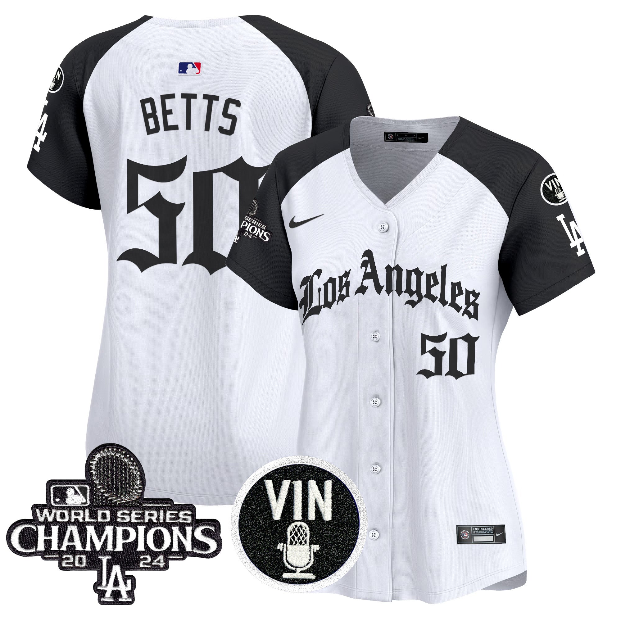 Women's Dodgers 2025 LA Gothic Style Vapor Premier Limited Jersey - All Stitched - Alternate, Mookie Betts