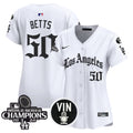 Women's Dodgers 2025 LA Gothic Style Vapor Premier Limited Jersey - All Stitched - White, Mookie Betts