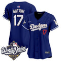 Women's Dodgers 2025 World Series Gold Trim Vapor Premier Limited Jersey - All Stitched - Royal, Shohei Ohtani