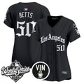 Women's Dodgers 2025 World Series Vapor Premier Limited Jersey - LA Gothic Edition - All Stitched - Black, Mookie Betts