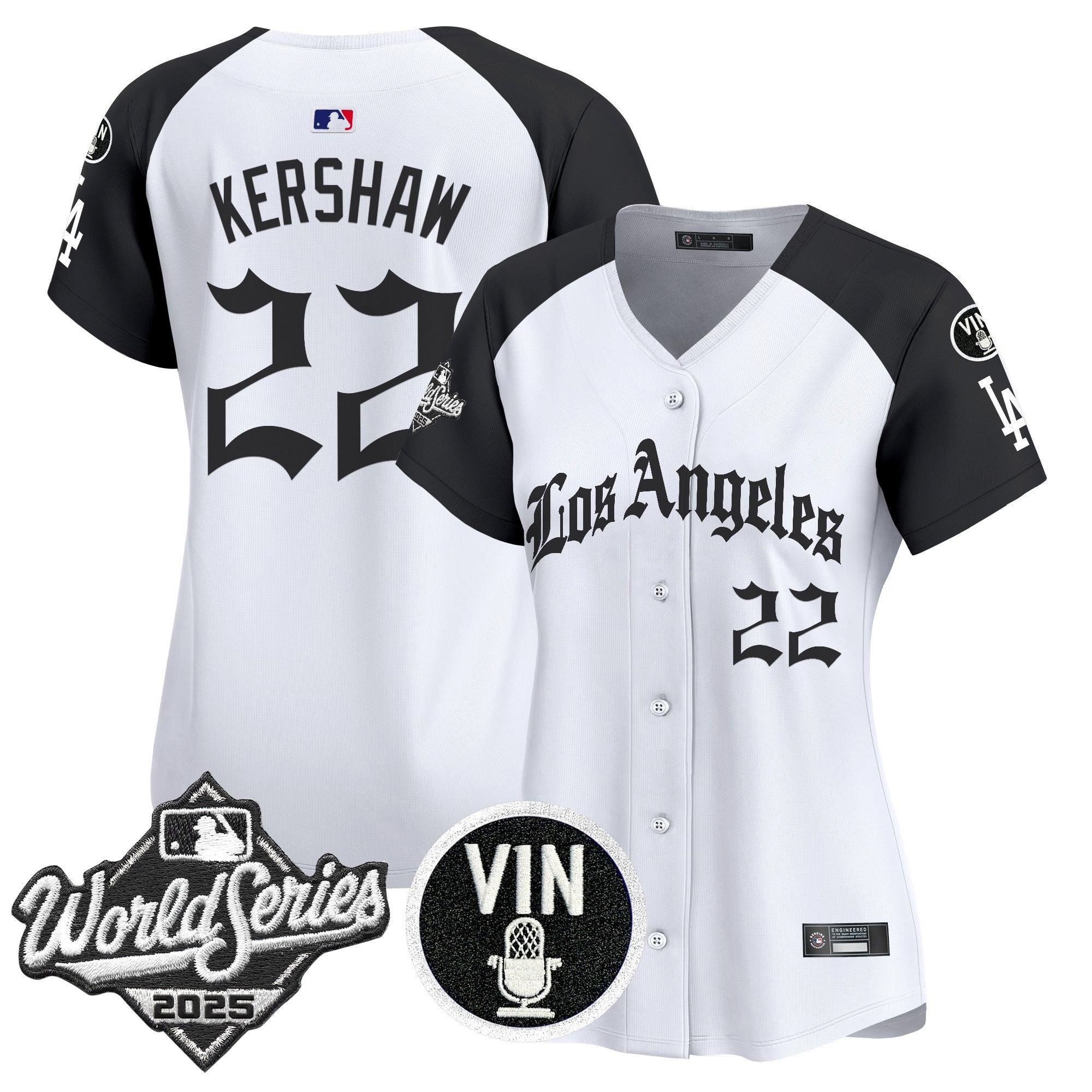 Women's Dodgers 2025 World Series Vapor Premier Limited Jersey - LA Gothic Edition - All Stitched - Alternate, Clayton Kershaw