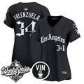 Women's Dodgers 2025 World Series Vapor Premier Limited Jersey - LA Gothic Edition - All Stitched - Black, Fernando Valenzuela