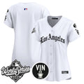 Women's Dodgers 2025 World Series Vapor Premier Limited Jersey - LA Gothic Edition - All Stitched - White, Team