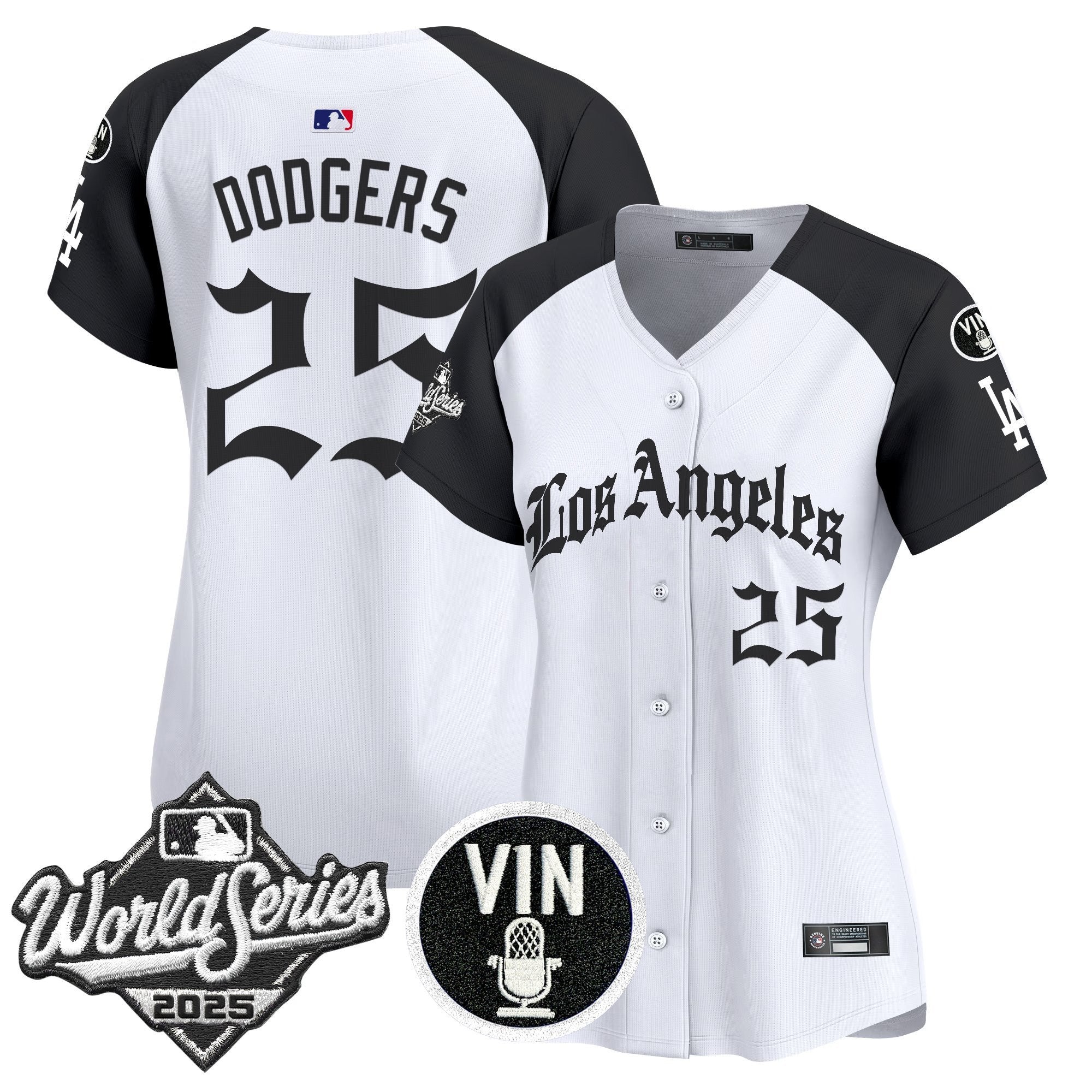 Women's Dodgers 2025 World Series Vapor Premier Limited Jersey - LA Gothic Edition - All Stitched - Alternate, #25 Dodgers