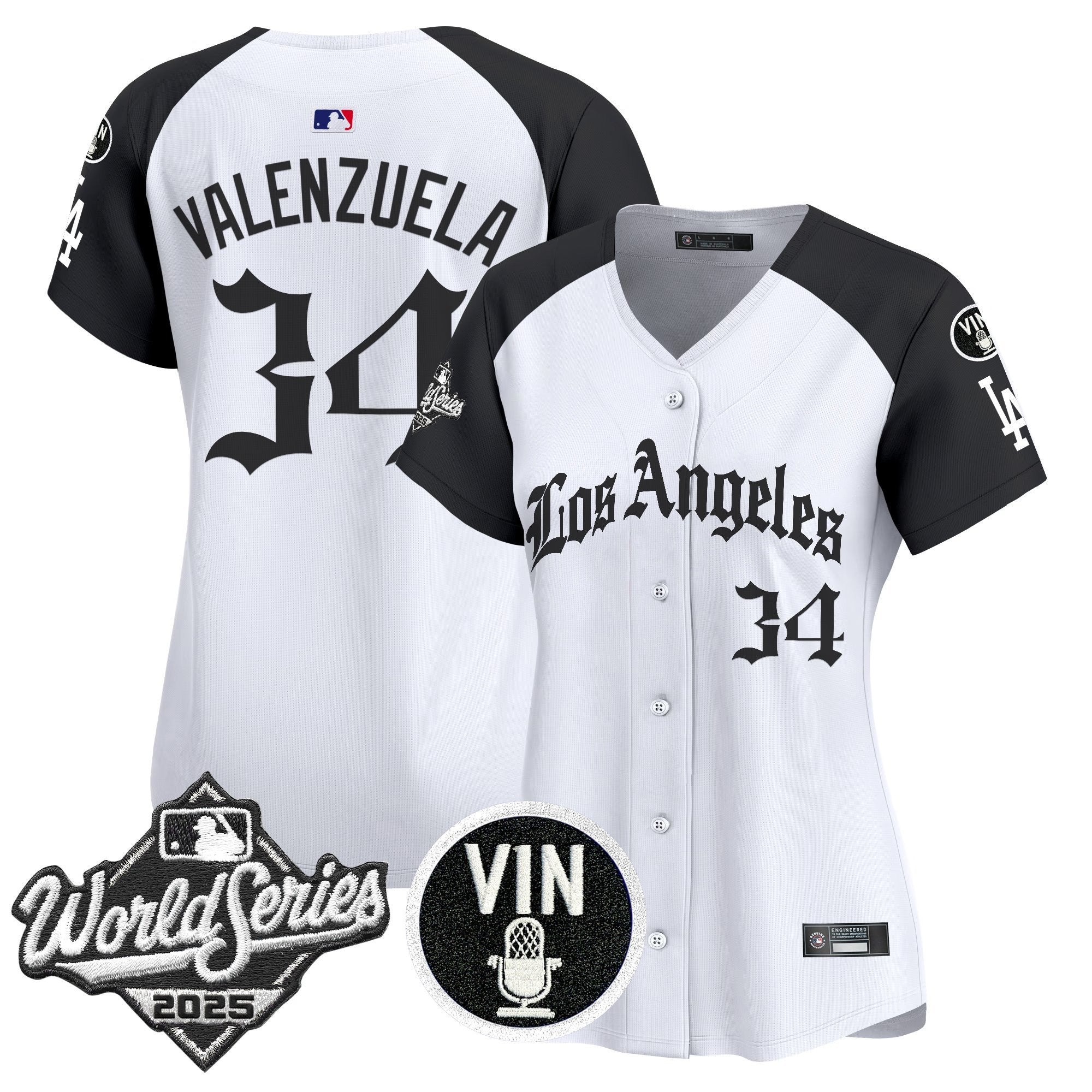 Women's Dodgers 2025 World Series Vapor Premier Limited Jersey - LA Gothic Edition - All Stitched - Alternate, Fernando Valenzuela