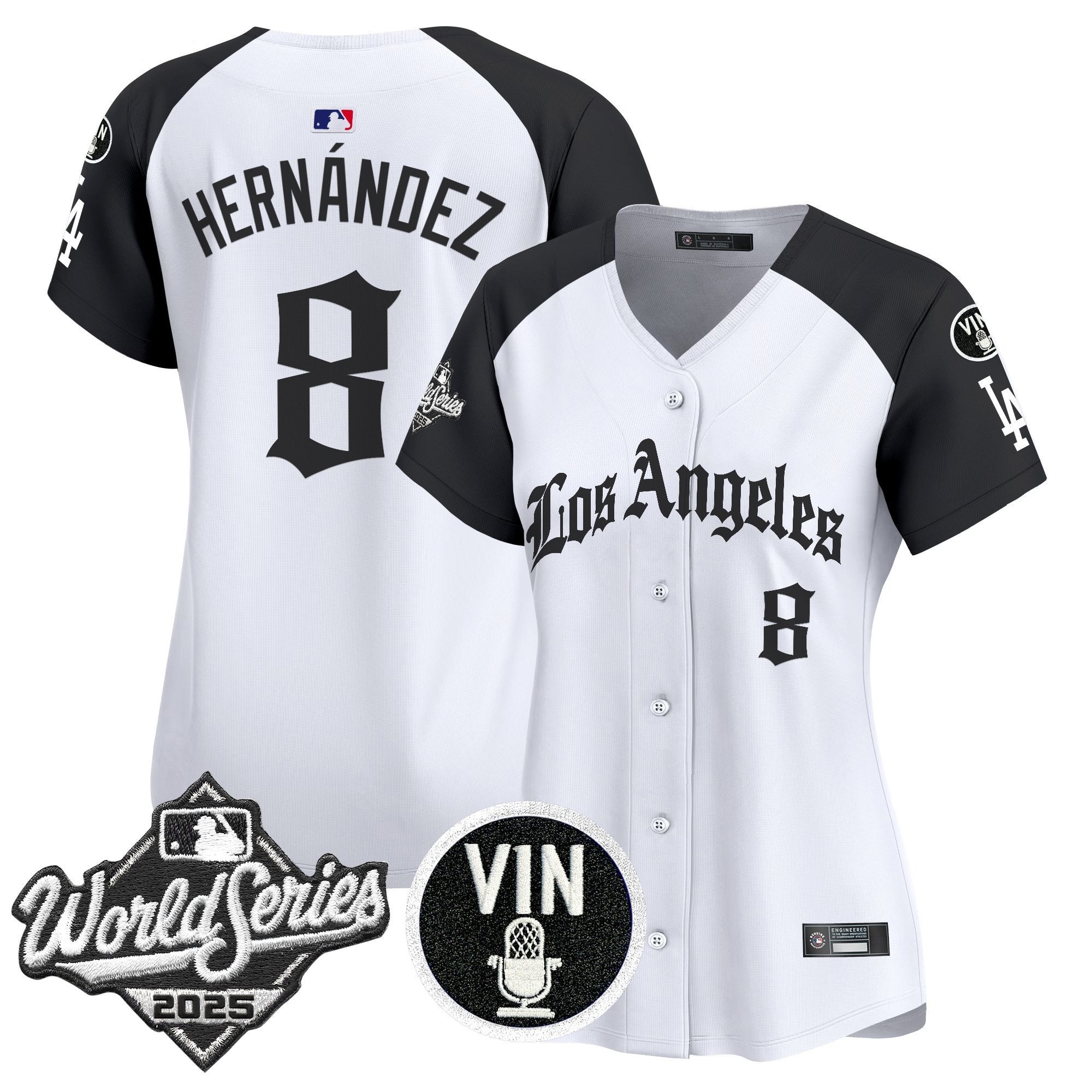 Women's Dodgers 2025 World Series Vapor Premier Limited Jersey - LA Gothic Edition - All Stitched - Alternate, Kike Hernandez