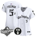 Women's Dodgers 2025 World Series Vapor Premier Limited Jersey - LA Gothic Edition - All Stitched - White, Freddie Freeman