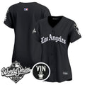 Women's Dodgers 2025 World Series Vapor Premier Limited Jersey - LA Gothic Edition - All Stitched - Black, Team