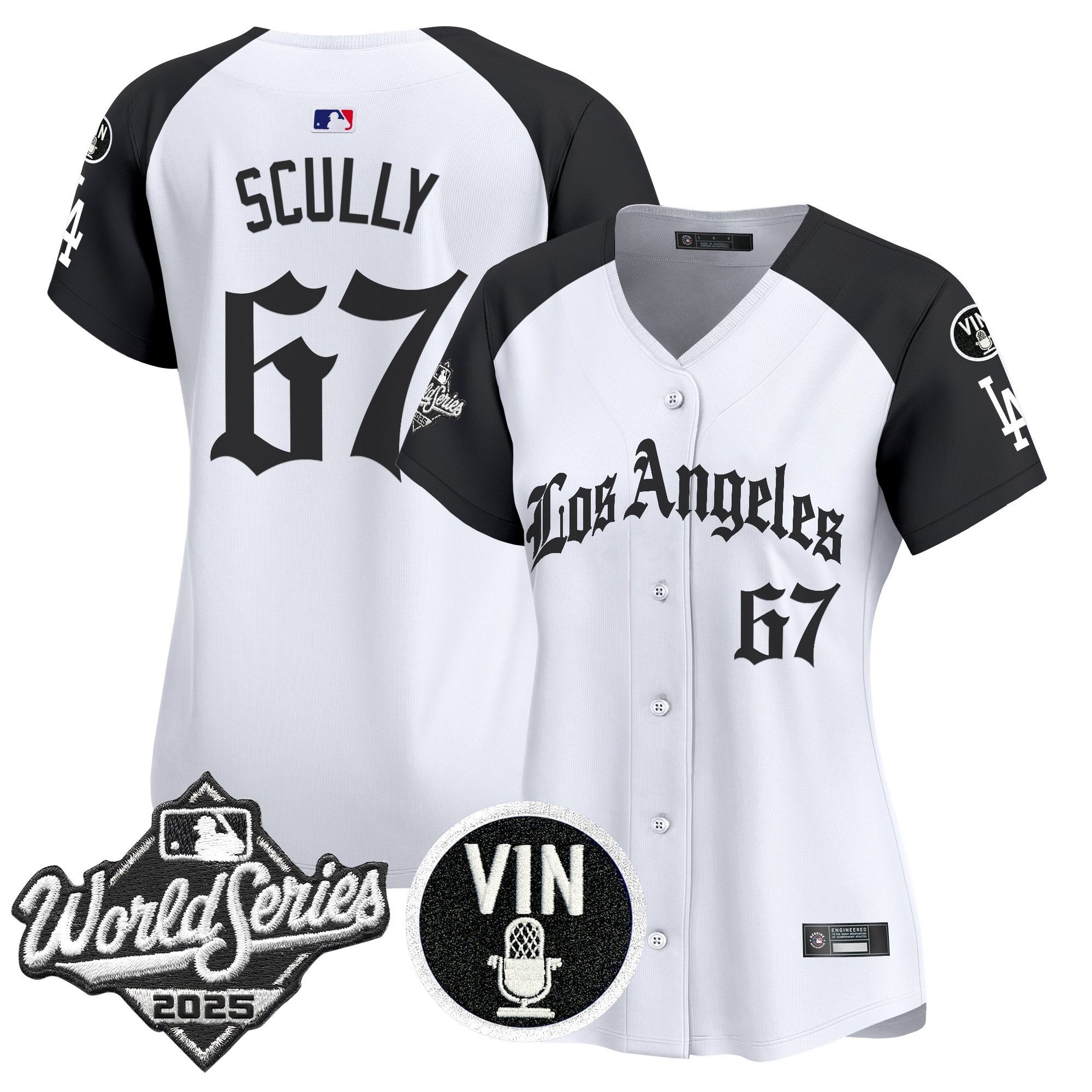 Women's Dodgers 2025 World Series Vapor Premier Limited Jersey - LA Gothic Edition - All Stitched - Alternate, Vin Scully